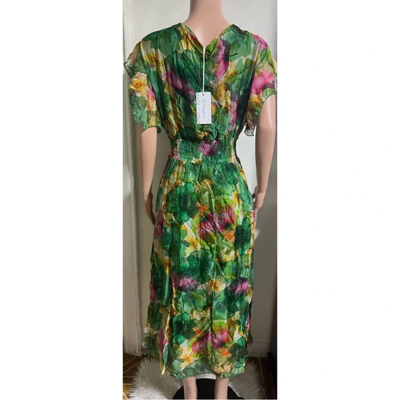 NWT LA RAGAZZE Women’s Floral Italian Silk Blend Maxi Dress - Picture 4 of 14